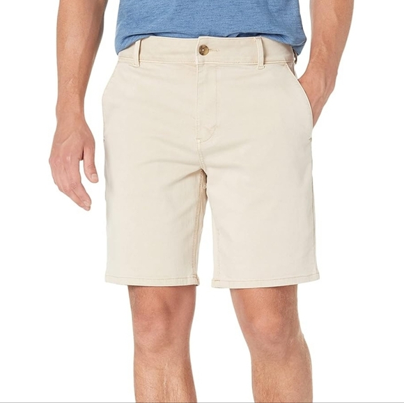 PAIGE Men's Thompson Flat Front Chino Short, Vintage Vanilla Buff, Size 32 Waist - Picture 1 of 11